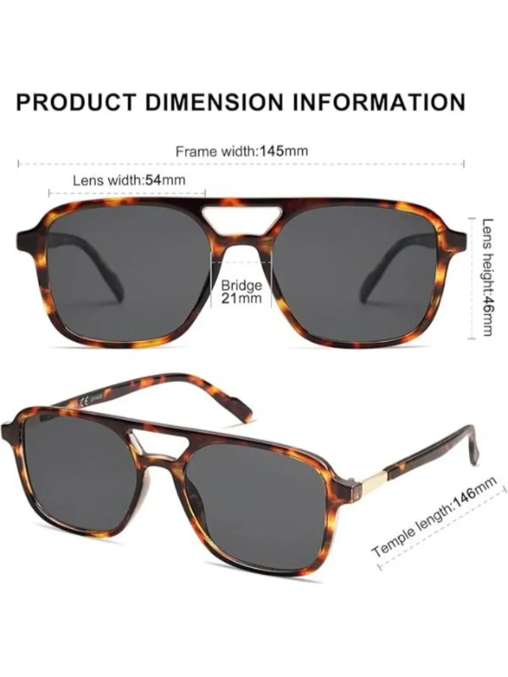 SOJOS Women Aviator Sunglasses Rectangle Sun Glasses Tortoise Frame Grey Lens